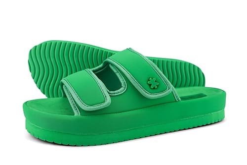 Damen Hausschuh Velcro*Flower, Gartengrün, Größe 39 EU von flip*flop