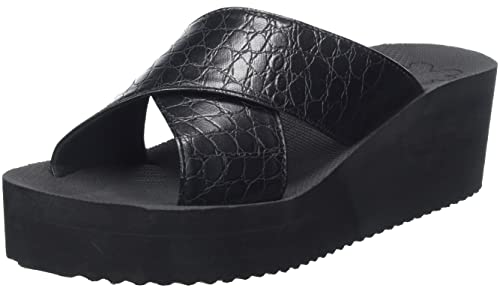 flip*flop Damen wedgecross Croco, Black, 38 EU von flip*flop