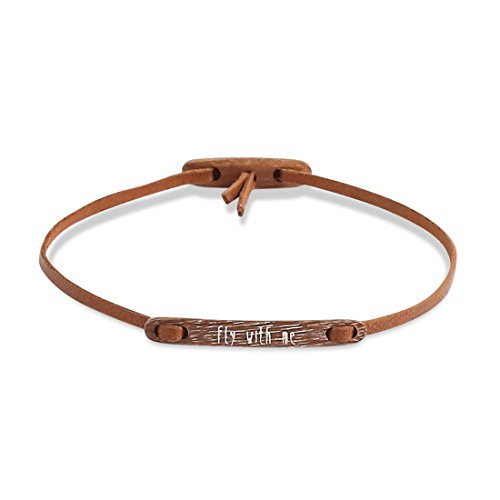 float Damen Frauen Leder-Armband „Fly With Me" Gravur | Anhänger aus Treib Holz | Echtes Leder | Individuell Einstellbar | Als Geschenk verpackt von float