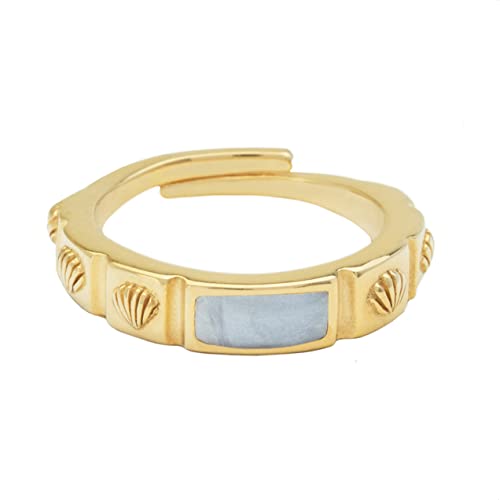 float Damen Gold Ring Vintage Muschel - Blau 18 Karat vergoldet und größenverstellbar von 50-56mm float Damen Gold Ring Vintage Muschel - Blau 18 Karat vergoldet und größenverstellbar von 50-56mm von float