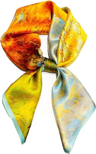 floatingsnow Hochwertiger Schal aus 100 % Maulbeerseide für Damen, weich und vielseitig, elegantes Mode-Accessoire, Geschenk, Van Gogh Ölgemälde, generic von floatingsnow