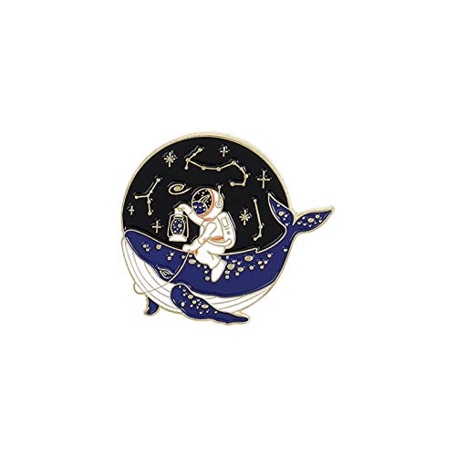 floatofly Nette Emaille Brosche Pin, Cartoon Astronaut Whale Planet Drifting Wunschflasche Brosche Revers Pin Abzeichen DIY Handwerk Weihnachten, Bücher Stil EIN von floatofly