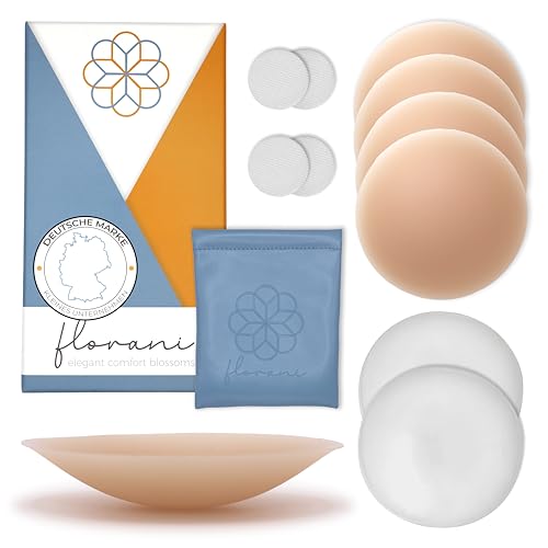 florani® Nippelpads für Damen – Unsichtbare, Wiederverwendbare Nippel Cover aus hautfreundlichem Silikon | 2 Paar Selbstklebende Brustwarzen Abdeckungen (Ø 8 cm) von florani