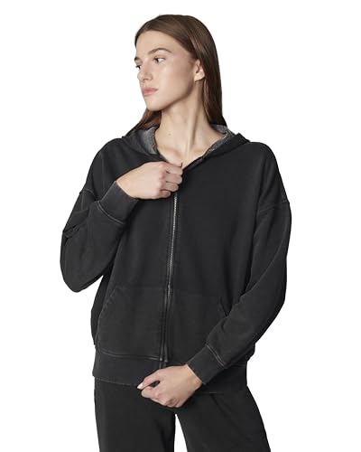 florence by mills Damen Cozy Crush Slouchy Sleeve Oversized Zip Hoodie Kapuzenpullover, Verwaschenes Schwarz, M von florence by mills