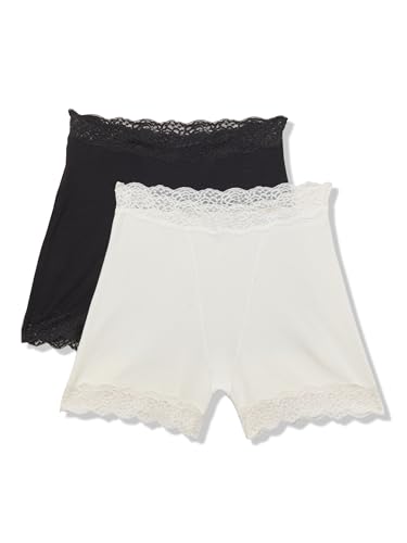 florence by mills Damen Lacy Cotton Shortie Underwear Unterwäsche, Jet Stream/Schwarz, S (2er Pack) von florence by mills