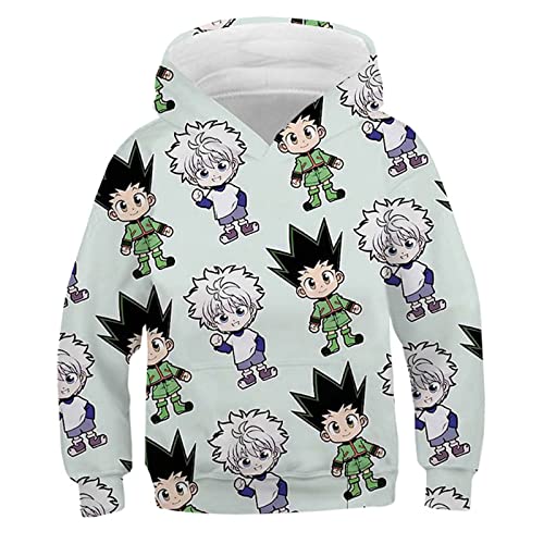 Jungen Mädchen Anime Hunter x Hunter 3D Kapuzenpullover Killua Cartoon Langarm Sweatshirt Gon Freecss Bedruckter Pullover von flowereyes
