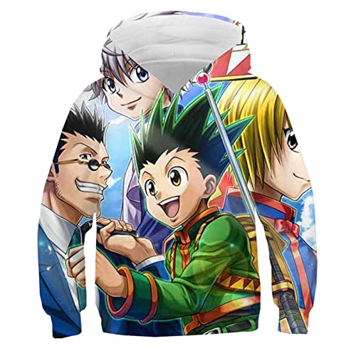 Jungen Mädchen Anime Hunter x Hunter 3D Kapuzenpullover Killua Cartoon Langarm Sweatshirt Gon Freecss Bedruckter Pullover von flowereyes