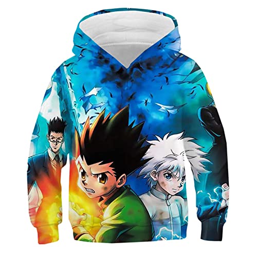 Jungen Mädchen Anime Hunter x Hunter 3D Kapuzenpullover Killua Cartoon Langarm Sweatshirt Gon Freecss Meruem Bedruckter Pullover von flowereyes