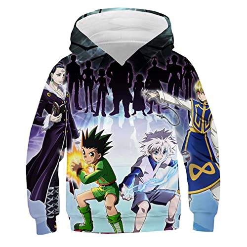 Jungen Mädchen Anime Hunter x Hunter 3D Kapuzenpullover Killua Cartoon Langarm Sweatshirt Gon Freecss Meruem Bedruckter Pullover von flowereyes