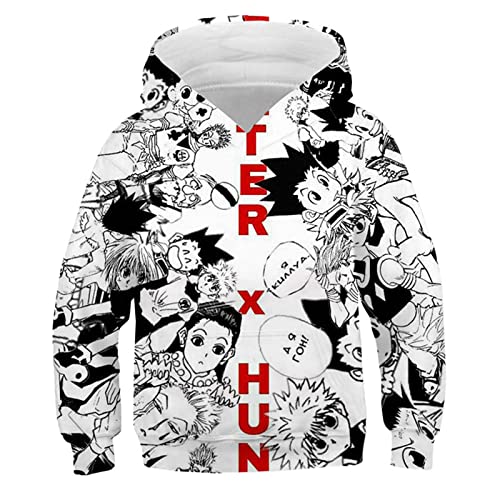 Jungen Mädchen Anime Hunter x Hunter 3D Kapuzenpullover Killua Cartoon Langarm Sweatshirt Kurapika Bedruckter Pullover von flowereyes