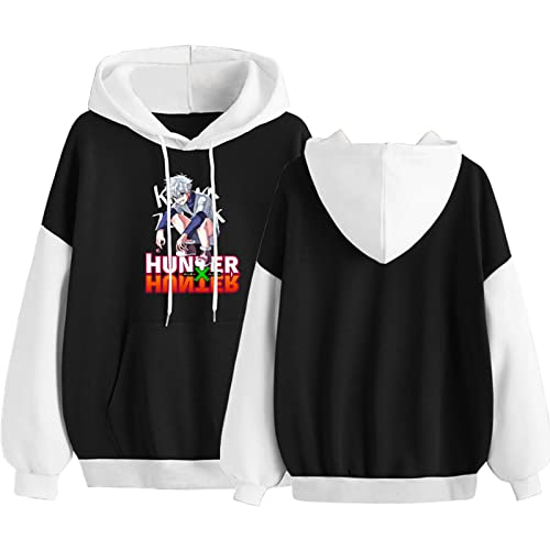 Männer Frauen Anime Hunter x Hunter Farbblockierendes Kapuzenpullover Killua Langarm Sweatshirt Killua Zoldyck Cosplay Pullover von flowereyes