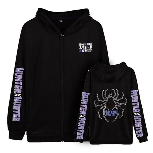 Männer Frauen Anime Hunter x Hunter Kapuzenpullover Killua Cartoon Langarm Sweatshirt mit Reißverschluss Phantom Troupe Kuroro Bedruckter Strickjacke Jacke von flowereyes