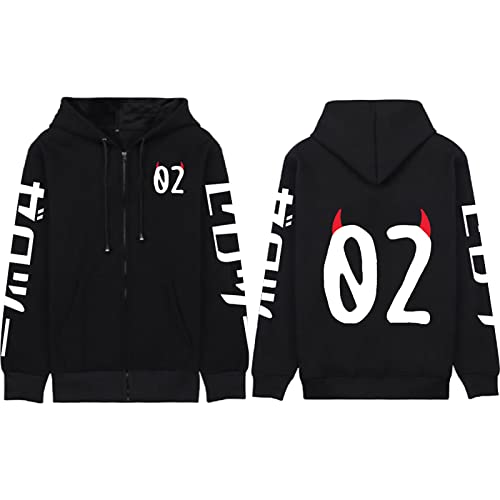 flowereyes Anime Darling in The FRANXX Zipper Hoodie Sweatshirt Zero Two Cosplay Cardigan Sweatshirt Zero Two Casual Hoodie Jacke für Männer Frauen von flowereyes