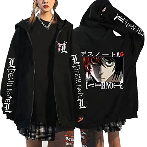 flowereyes Anime Death Note Zipper Hoodie Sweatshirt Yagami Light Cosplay Cardigan Sweatshirt L·Lawliet Lässige Kapuzenjacke mit Reißverschluss für Männer und Frauen flowereyes Anime Death Note Zipper Hoodie Sweatshirt Yagami Light Cosplay Cardigan Sweatshirt L·Lawliet Lässige Kapuzenjacke mit Reißverschluss für Männer und Frauen von flowereyes