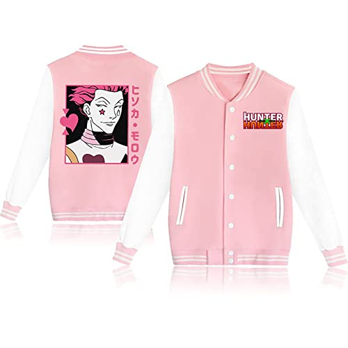 flowereyes Anime Hunter x Hunter Lässige Baseballjacke Hisoka Morow Raglan Langarm Sweatshirt Hisoka Cosplay Cardigan Einreihiges Sweatshirt von flowereyes