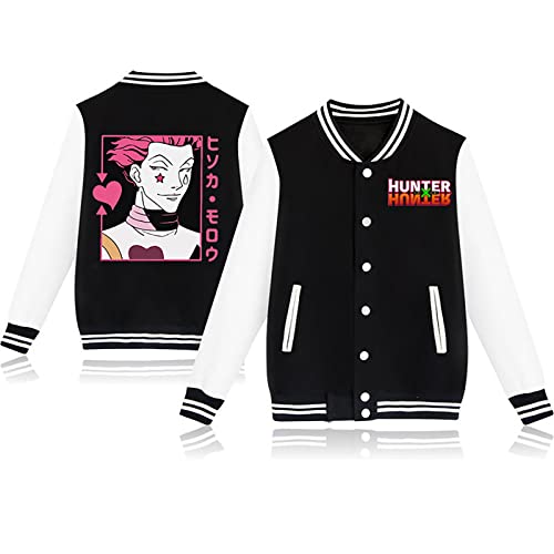 flowereyes Anime Hunter x Hunter Lässige Baseballjacke Hisoka Morow Raglan Langarm Sweatshirt Hisoka Cosplay Cardigan Einreihiges Sweatshirt von flowereyes