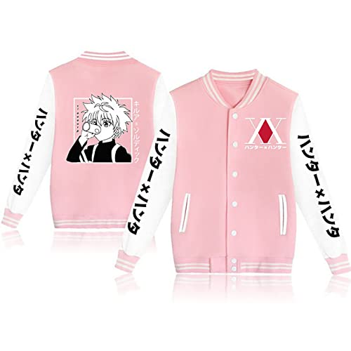 flowereyes Anime Hunter x Hunter Lässige Baseballjacke Killua Zoldyck Raglan Langarm Sweatshirt Killua Cosplay Cardigan Einreihiges Sweatshirt von flowereyes