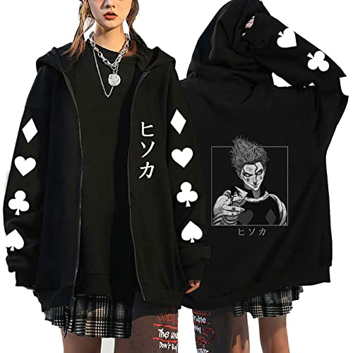 flowereyes Anime Hunter x Hunter Zipper Hoodie Sweatshirt Hisoka Cosplay Cardigan Sweatshirt Killua Zoldyck Casual Hoodie Jacke für Männer Frauen von flowereyes