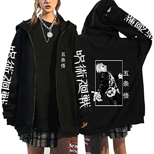 flowereyes Anime Jujutsu Kaisen Zipper Hoodie Sweatshirt Itadori Yuji Ryomen Sukuna Cosplay Cardigan Sweatshirt Gojo Satoru Casual Hoodie Jacke für Männer Frauen von flowereyes