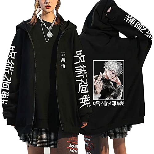 flowereyes Anime Jujutsu Kaisen Zipper Hoodie Sweatshirt Itadori Yuji Ryomen Sukuna Cosplay Cardigan Sweatshirt Gojo Satoru Casual Hoodie Jacke für Männer Frauen von flowereyes