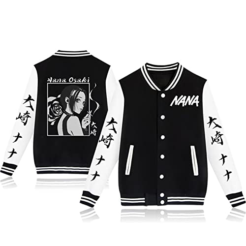 flowereyes Anime Nana Lässige Baseballjacke Raglan Langarm Sweatshirt Osaki Nana Cosplay Cardigan Einreihiges Sweatshirt von flowereyes