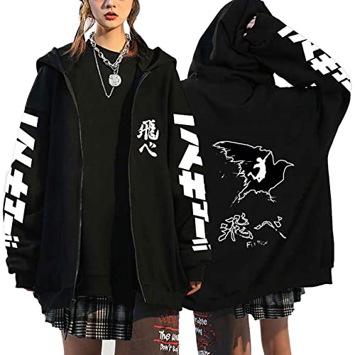 flowereyes Anime Shoyo Hinata Zipper Hoodie Sweatshirt Shoyo Hinata Cosplay Cardigan Sweatshirt Tobio Kageyama Casual Hoodie Jacke für Männer Frauen von flowereyes