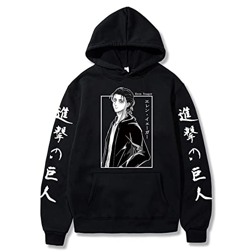 flowereyes Attack on Titan Hoodie Langarm Casual Pullover Sweatshirt Eren Jaeger Cosplay Kostüm Männer Frauen von flowereyes