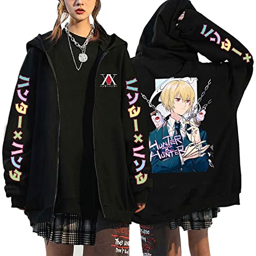 flowereyes Hunter X Hunter Chain User Kurapika Hoodie mit Reißverschluss Kurapika Strickjacke Unisex Hunter X Hunter Full Zip Up Coat Harajuku Casual Kurapika Hoodie von flowereyes