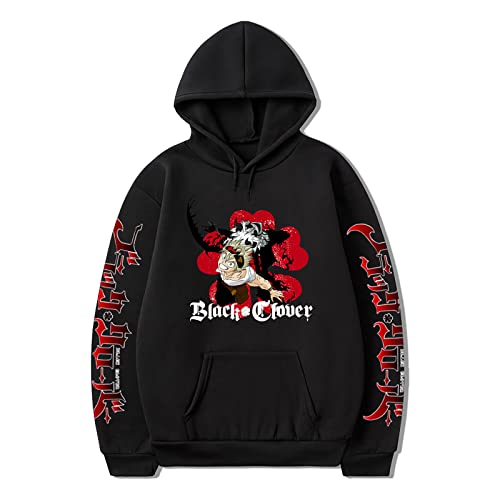 flowereyes Männer Frauen Anime Black Clover Kapuzenpullover Asta Langarm Sweatshirt Liebe Pullover von flowereyes