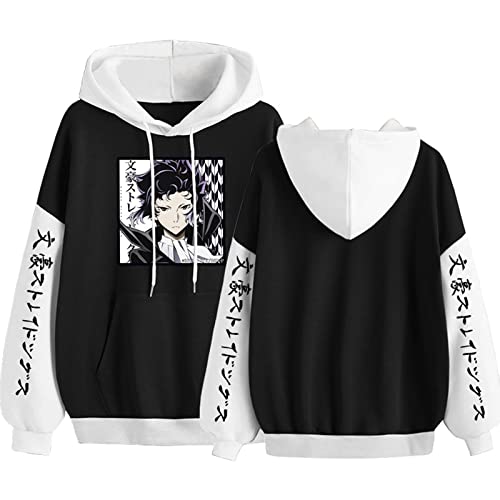 flowereyes Männer Frauen Anime Cosplay Sweatshirt Bungo Stray Dogs Langarm Kapuzenpullover Akutagawa Ryuunosuke Casual Pullover von flowereyes