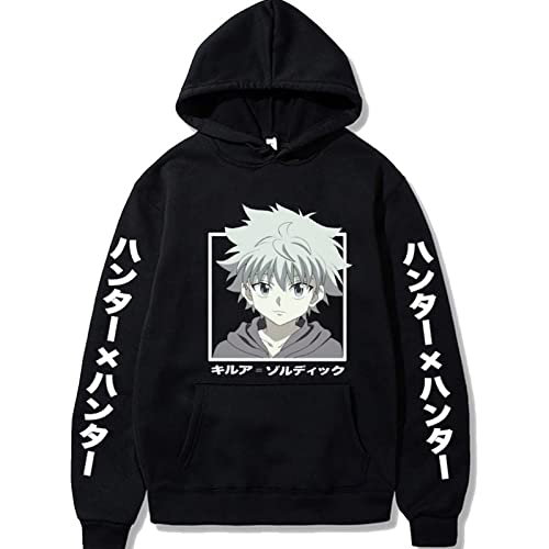 flowereyes Männer Frauen Anime Hunter x Hunter Kapuzenpullover Killua Cartoon Langarm Sweatshirt Killua Zoldyck Bedruckter Pullover Kil Hoodie von flowereyes