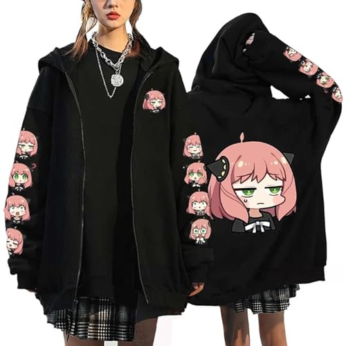 flowereyes Spy X Family Zipper Jacket Anya Forger Cardigan Hoodies Anya Anya Kawaii Graphic Forger Anya Damian Desmond Coat Winter Padded Cute Outerwear For Men Women von flowereyes