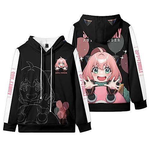 flowereyes Unisex Spy x Family Anime Reißverschluss Kapuzenpulli Hoodie Casual Spy x Family Forger Anya Forger Bond Zip Kapuzenpulli Sweatshirt Lose Top Paar Oberteile von flowereyes