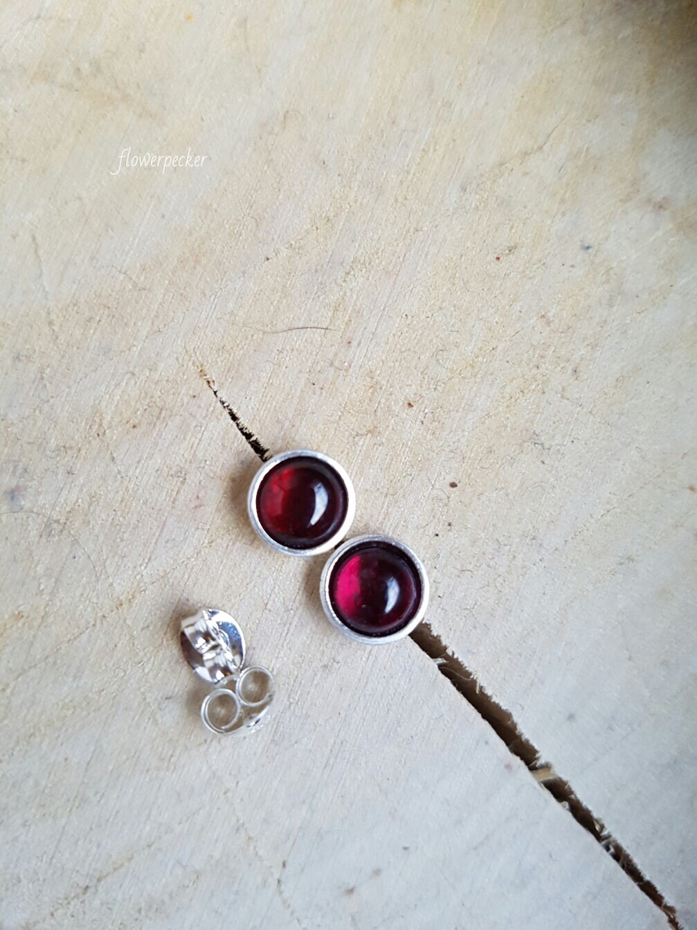 Granat Sterling Silber Ohrstecker, Januar Geburtsstein | 6 Mm von flowerpecker