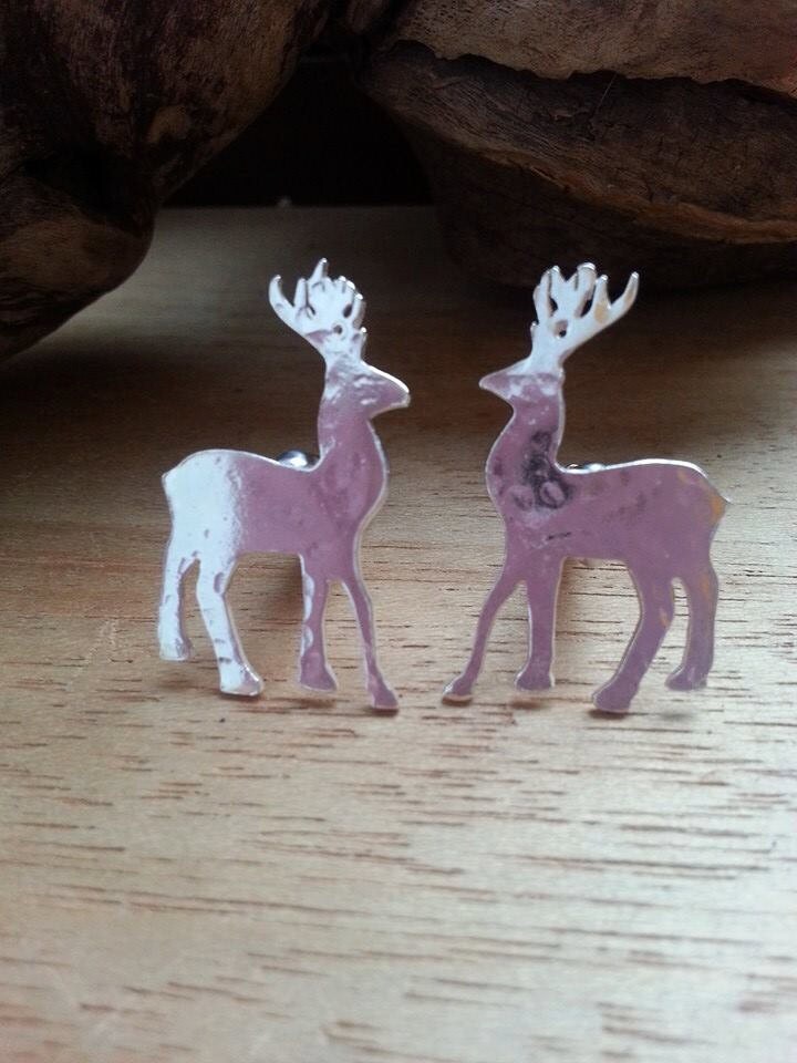 Manschettenknöpfe Mit Hirsch Motiv, Gehämmert Und von flowerpecker