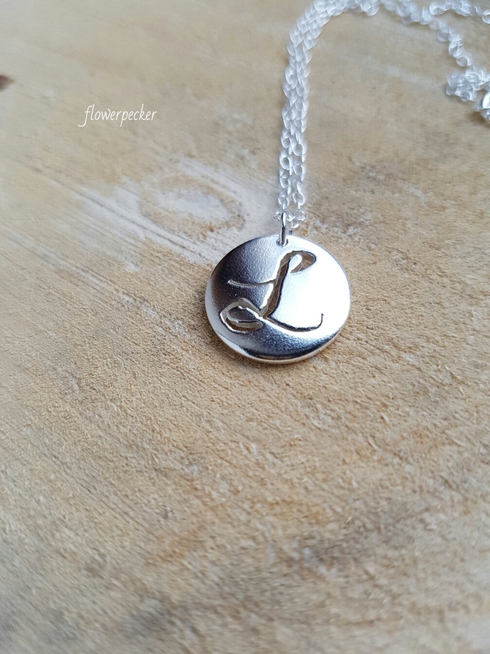 L Initial Halskette Anhänger Silber Monogramm Personalisiert von flowerpecker