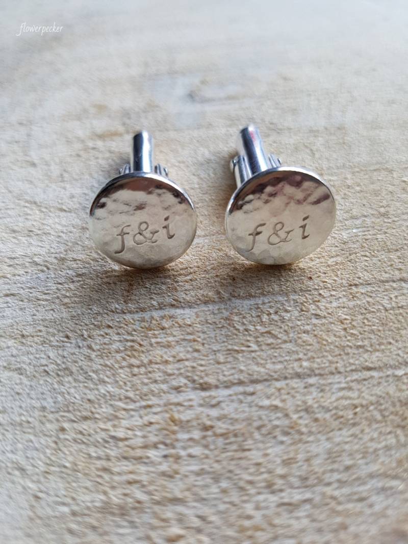 Personalisierte Sterling Silber Manschettenknöpfe Hand Gestempelt Bräutigam Geschenk von flowerpecker