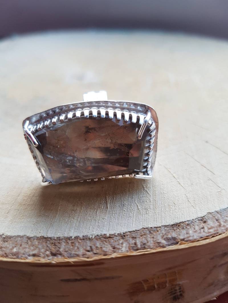Rauchquarz-Ring, Sterling Silber Ring, Statement-Ring, Geschenk Für Sie, Edelstein-Ring, Jubiläumsgeschenk von flowerpecker