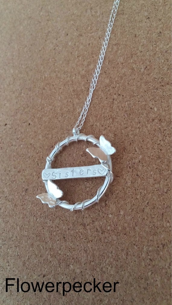 Schwester Halskette Anhänger Sterling Silber, Geschenk von flowerpecker