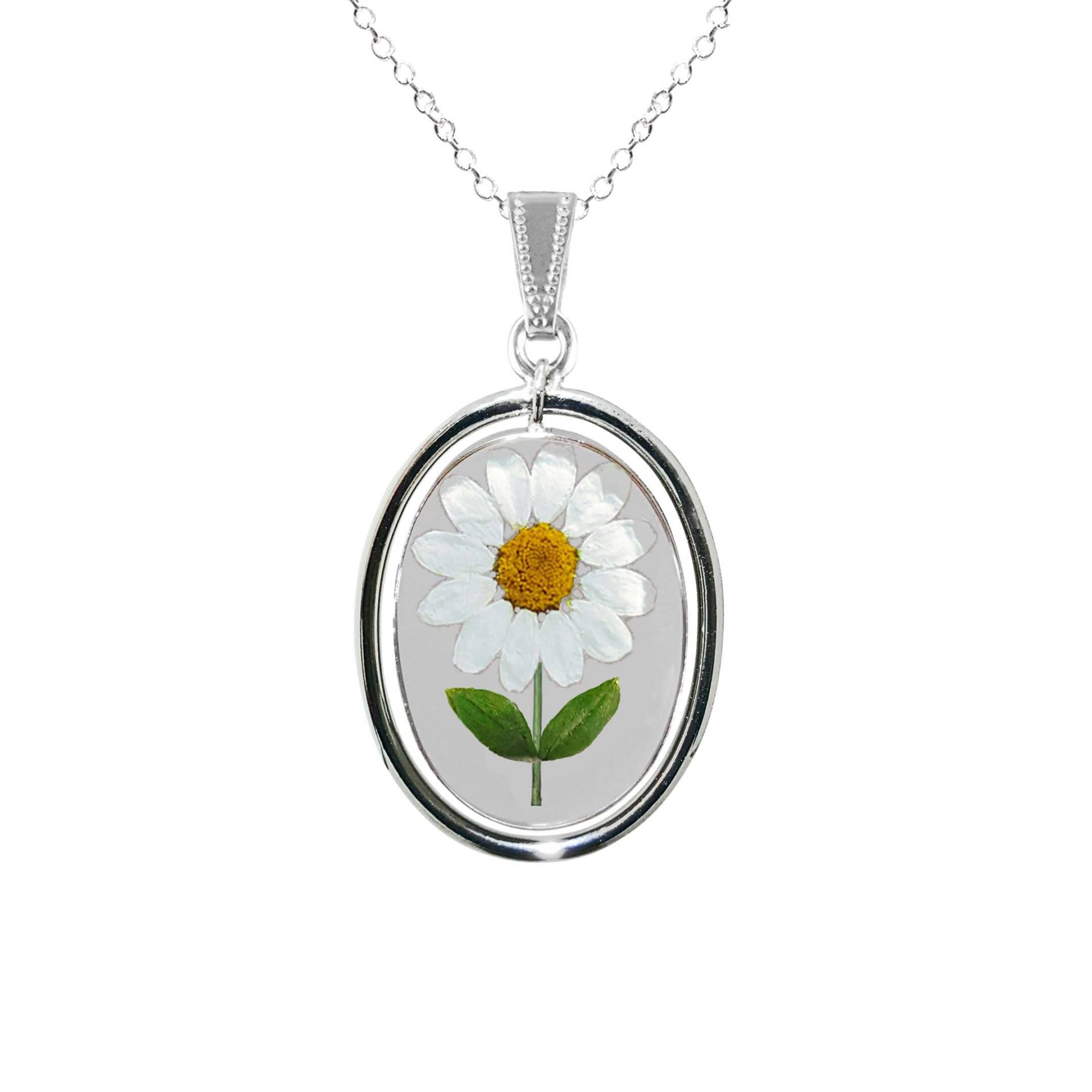 Daisy Halskette, X-Large Oval Medaillon, Transparent Daisy Halskette, X-Large Oval Medaillon, Transparent von flowersjewelrystudio