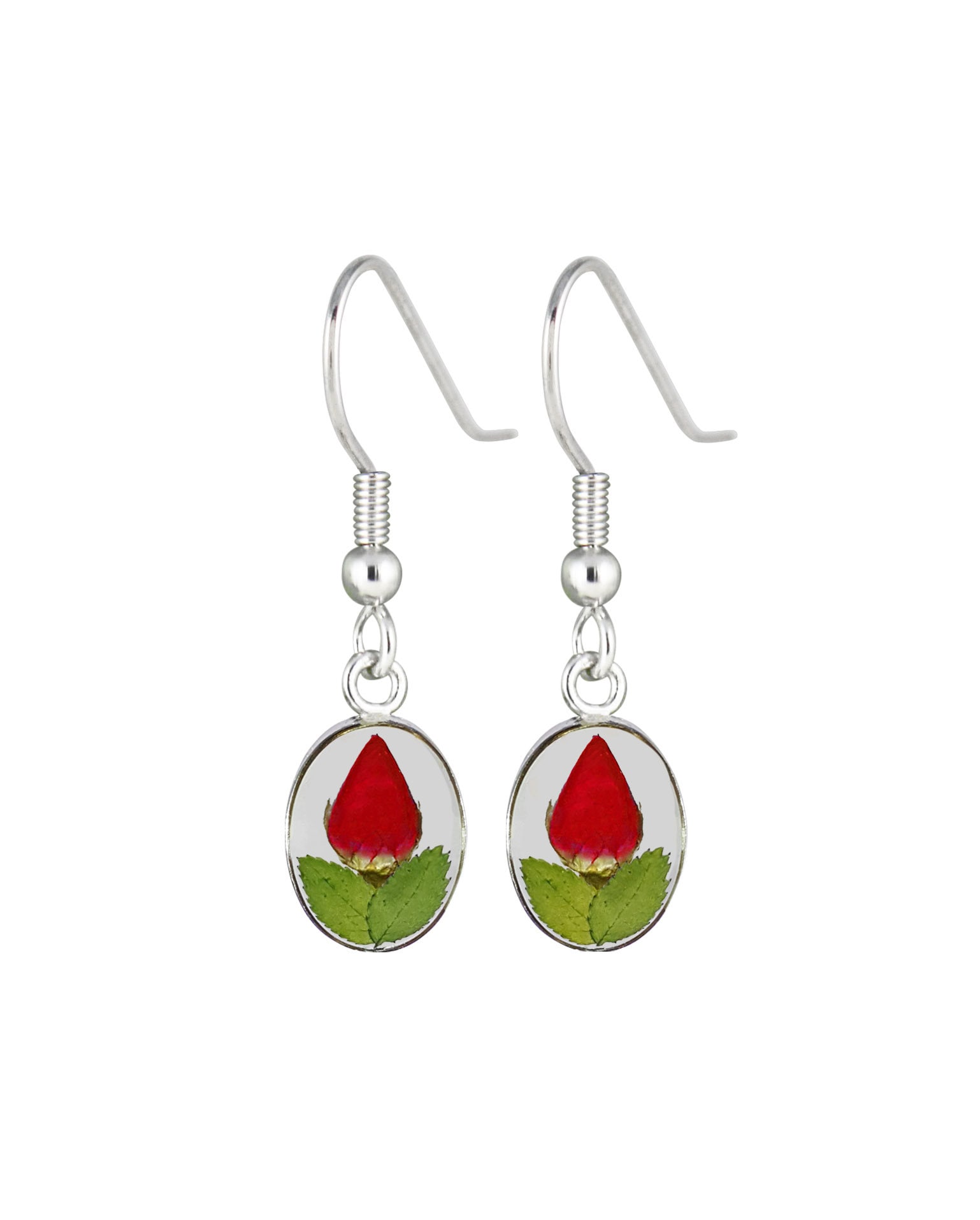 Echte Rose Kleine Ovale Ohrringe, Durchsichtig Echte Rose Kleine Ovale Ohrringe, Durchsichtig von flowersjewelrystudio