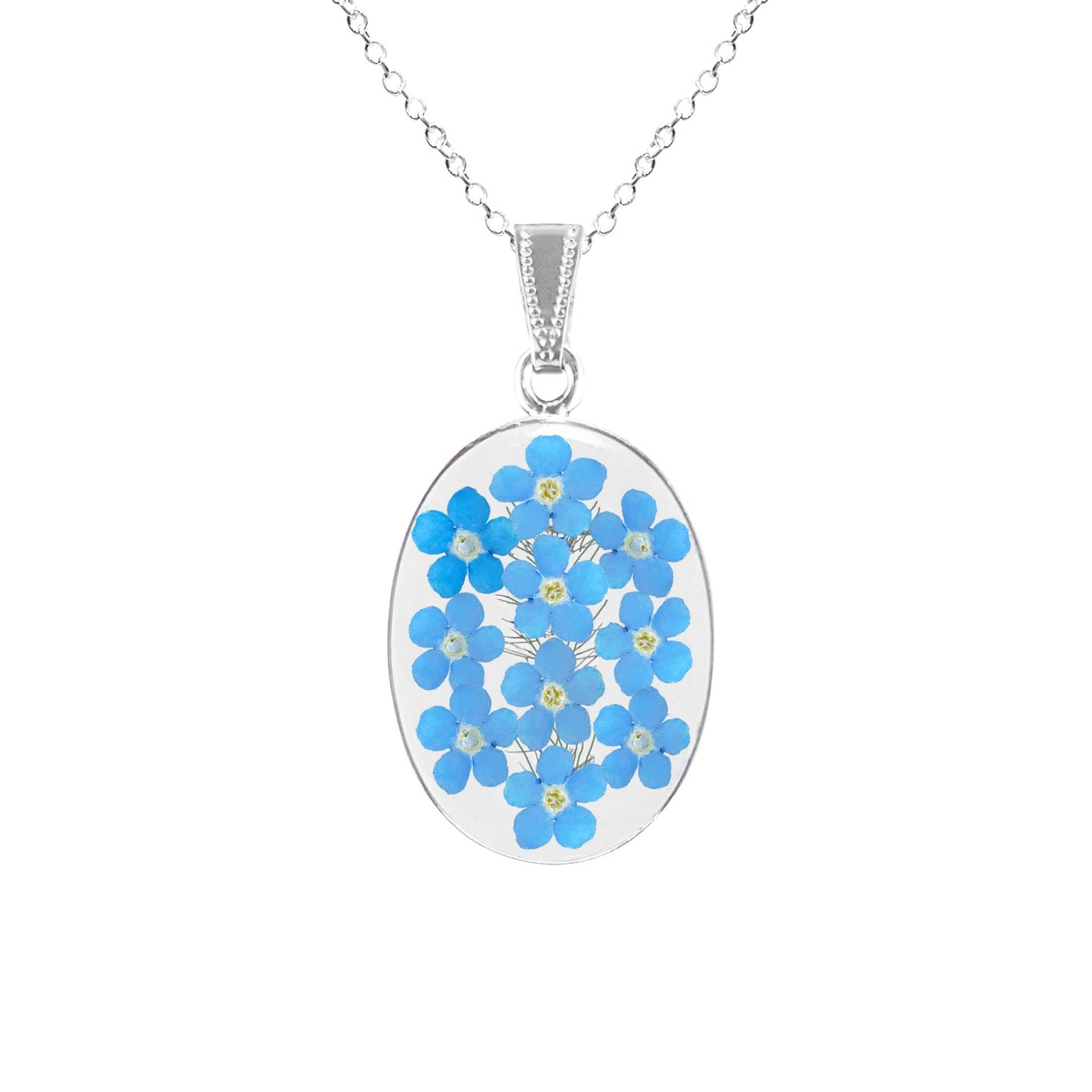 Forge-Me-Not Halskette, Großes Oval, Transparent Forge-Me-Not Halskette, Großes Oval, Transparent von flowersjewelrystudio