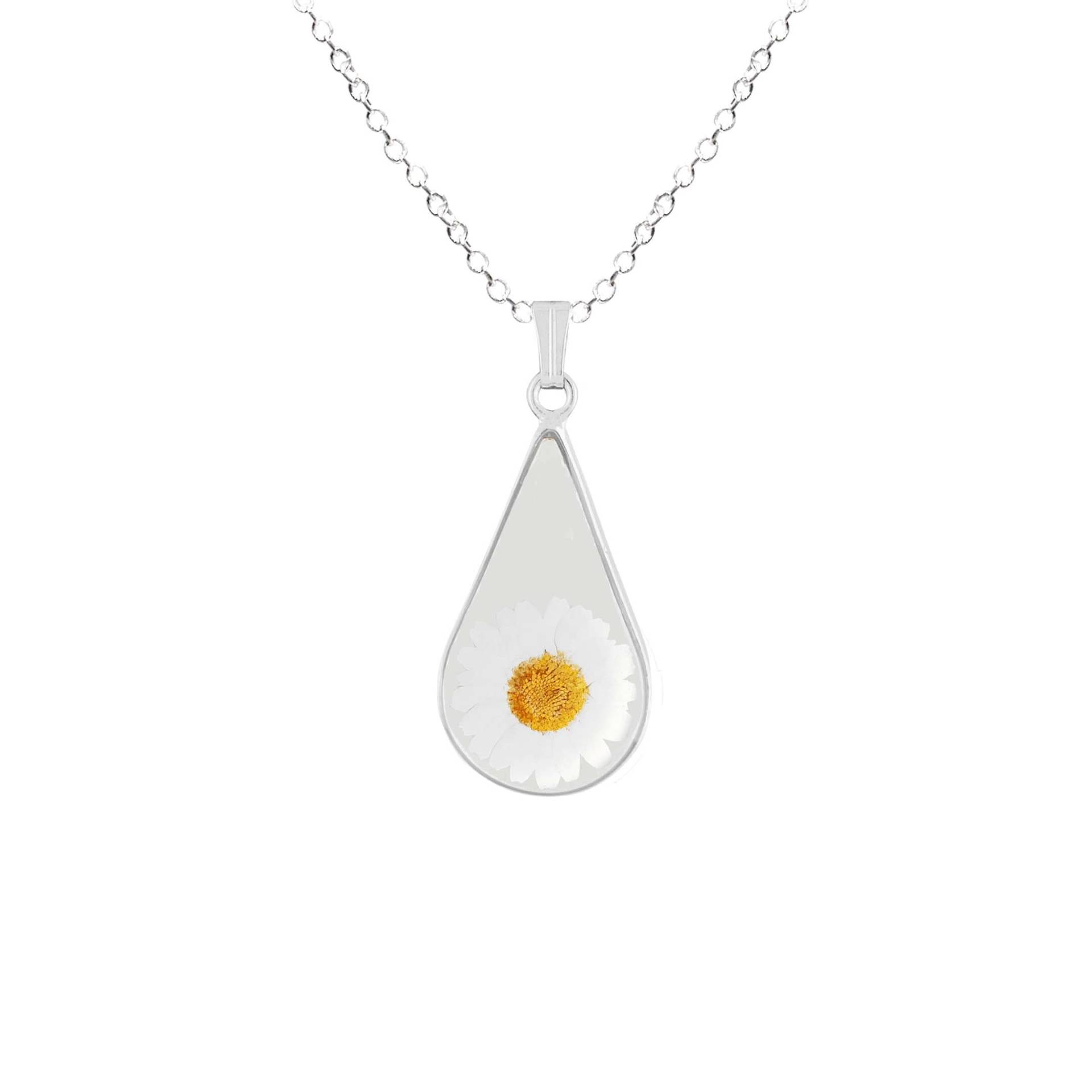 Gänseblümchen Halskette, Medium Teardrop, Transparent Gänseblümchen Halskette, Medium Teardrop, Transparent von flowersjewelrystudio