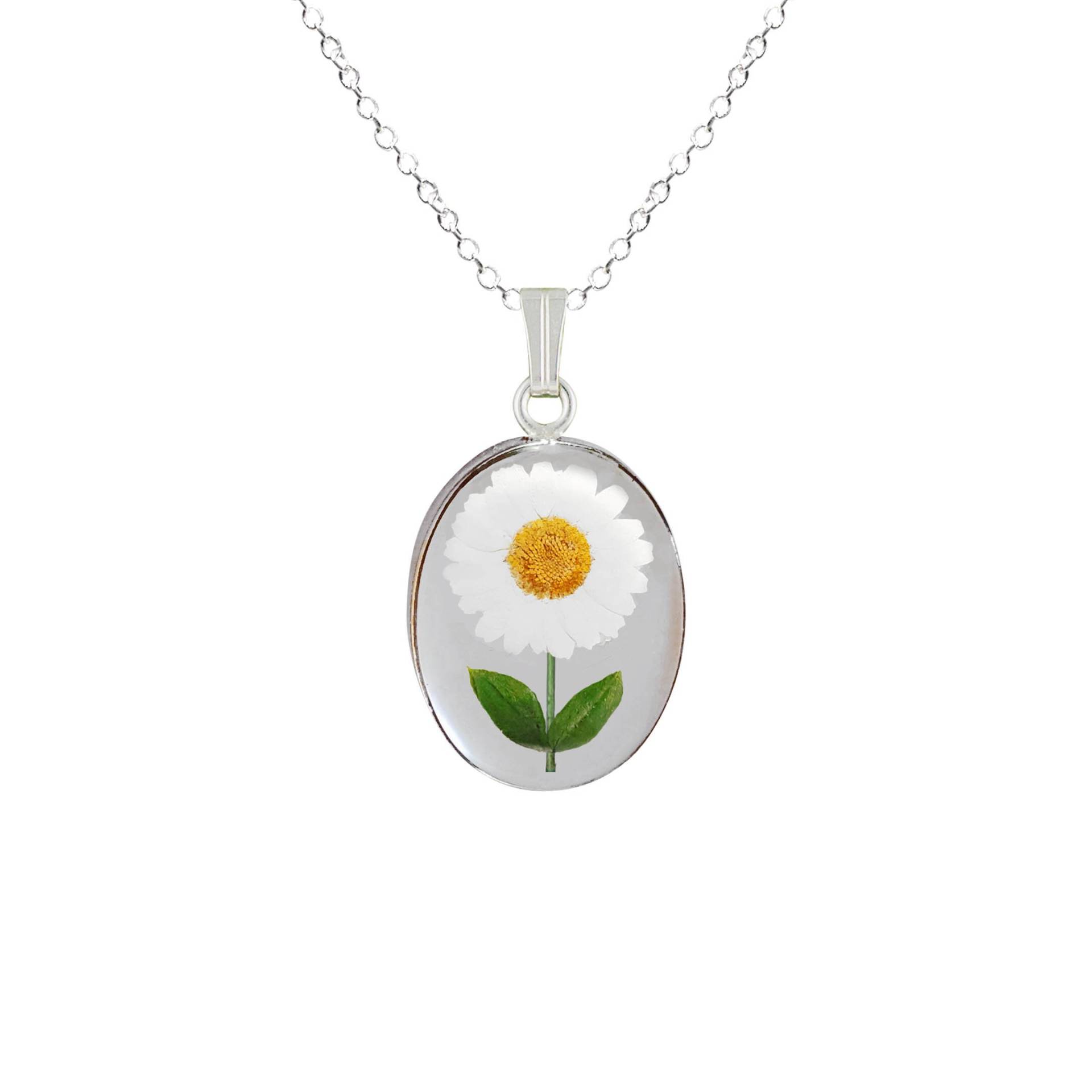 Gänseblümchen Halskette, Mittel Oval, Transparent Gänseblümchen Halskette, Mittel Oval, Transparent von flowersjewelrystudio