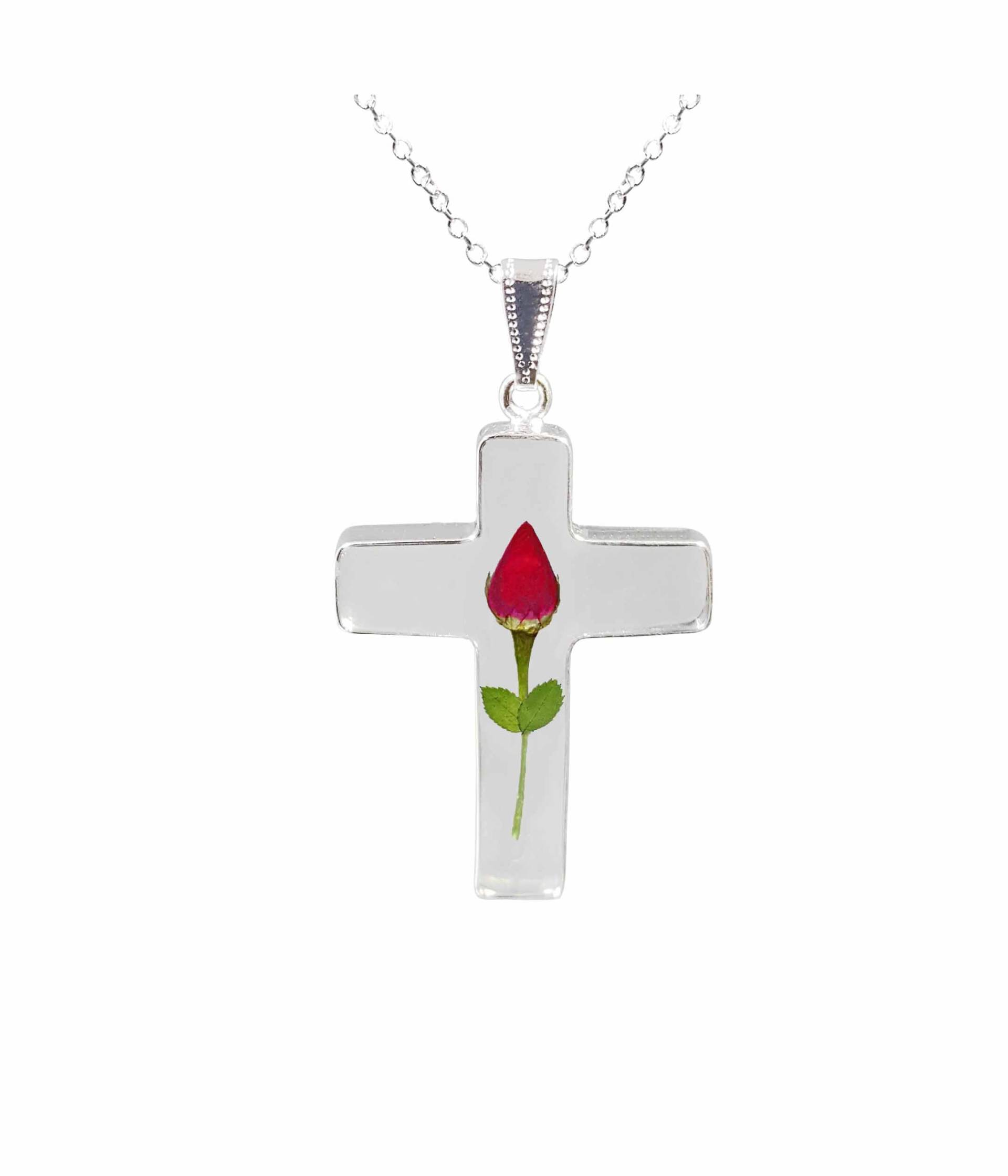 Rose Halskette, Großes Kreuz, Transparent Rose Halskette, Großes Kreuz, Transparent von flowersjewelrystudio