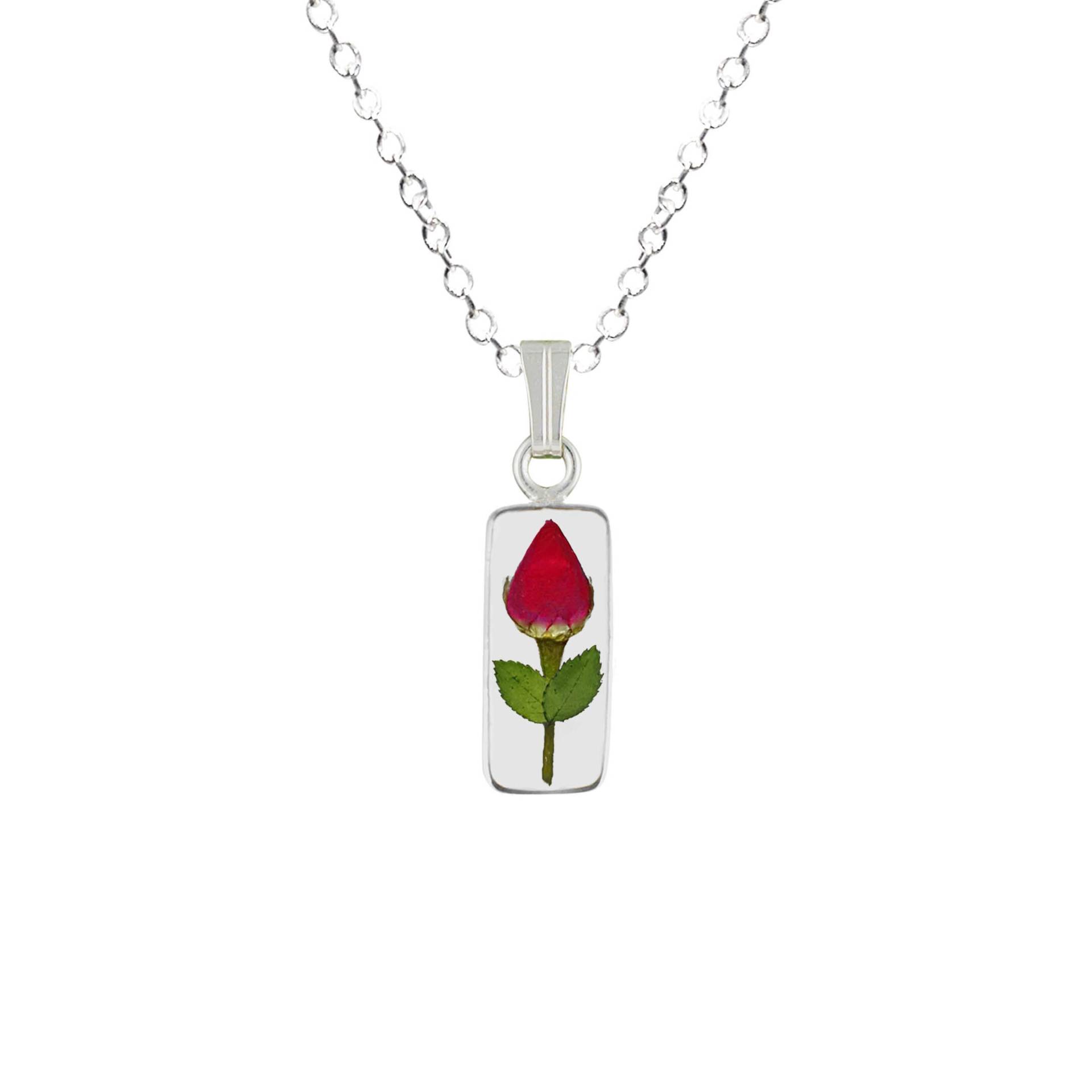 Rose Halskette, Kleines Rechteck, Transparent Rose Halskette, Kleines Rechteck, Transparent von flowersjewelrystudio
