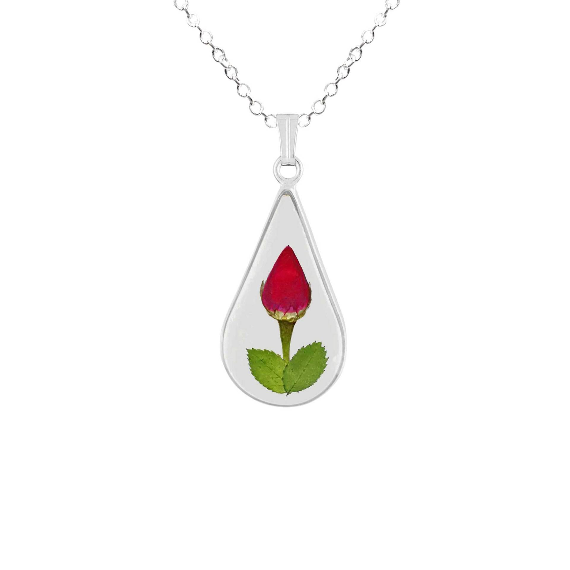 Rose Halskette, Medium Teardrop, Transparent Rose Halskette, Medium Teardrop, Transparent von flowersjewelrystudio