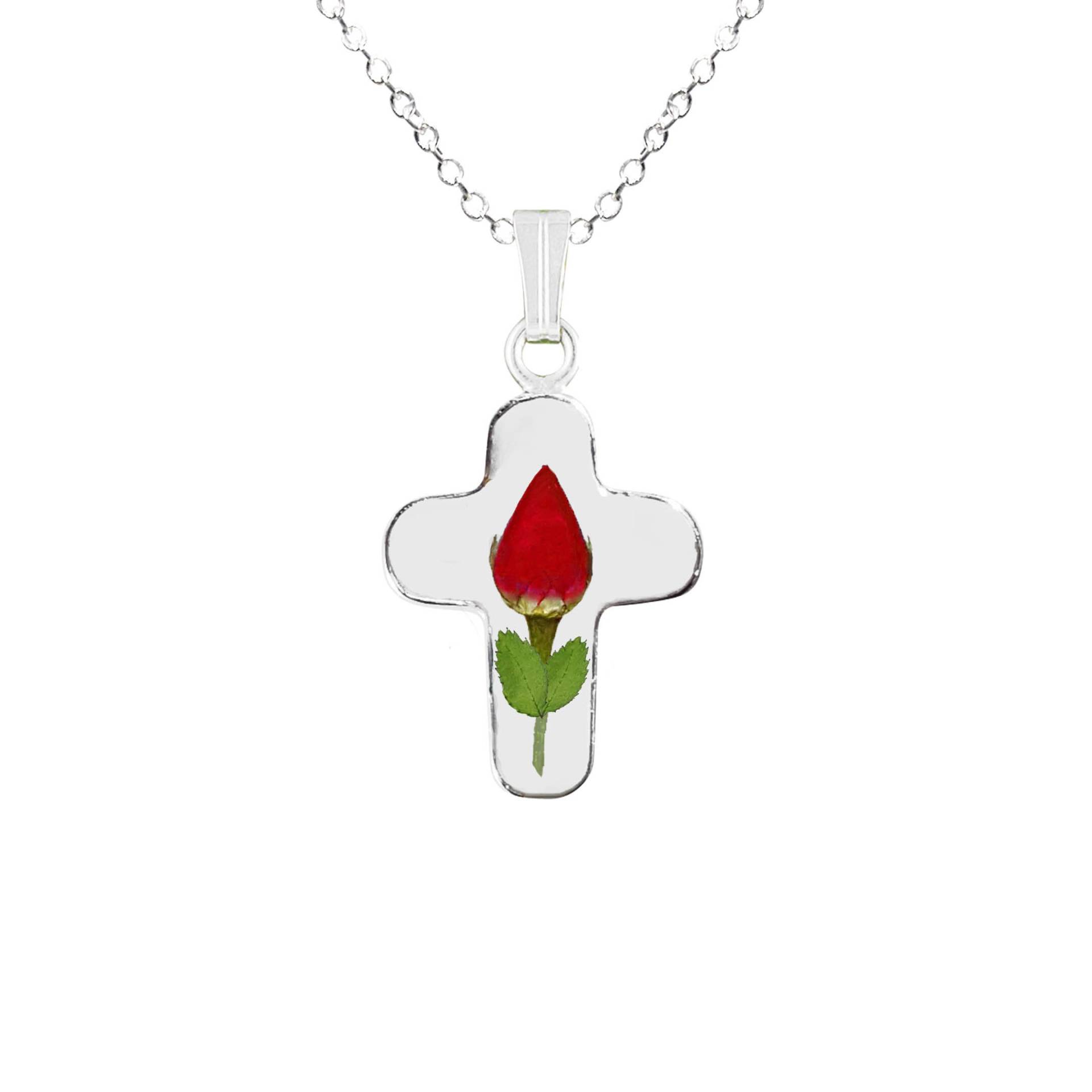 Rose Halskette, Mittleres Kreuz, Transparent Rose Halskette, Mittleres Kreuz, Transparent von flowersjewelrystudio