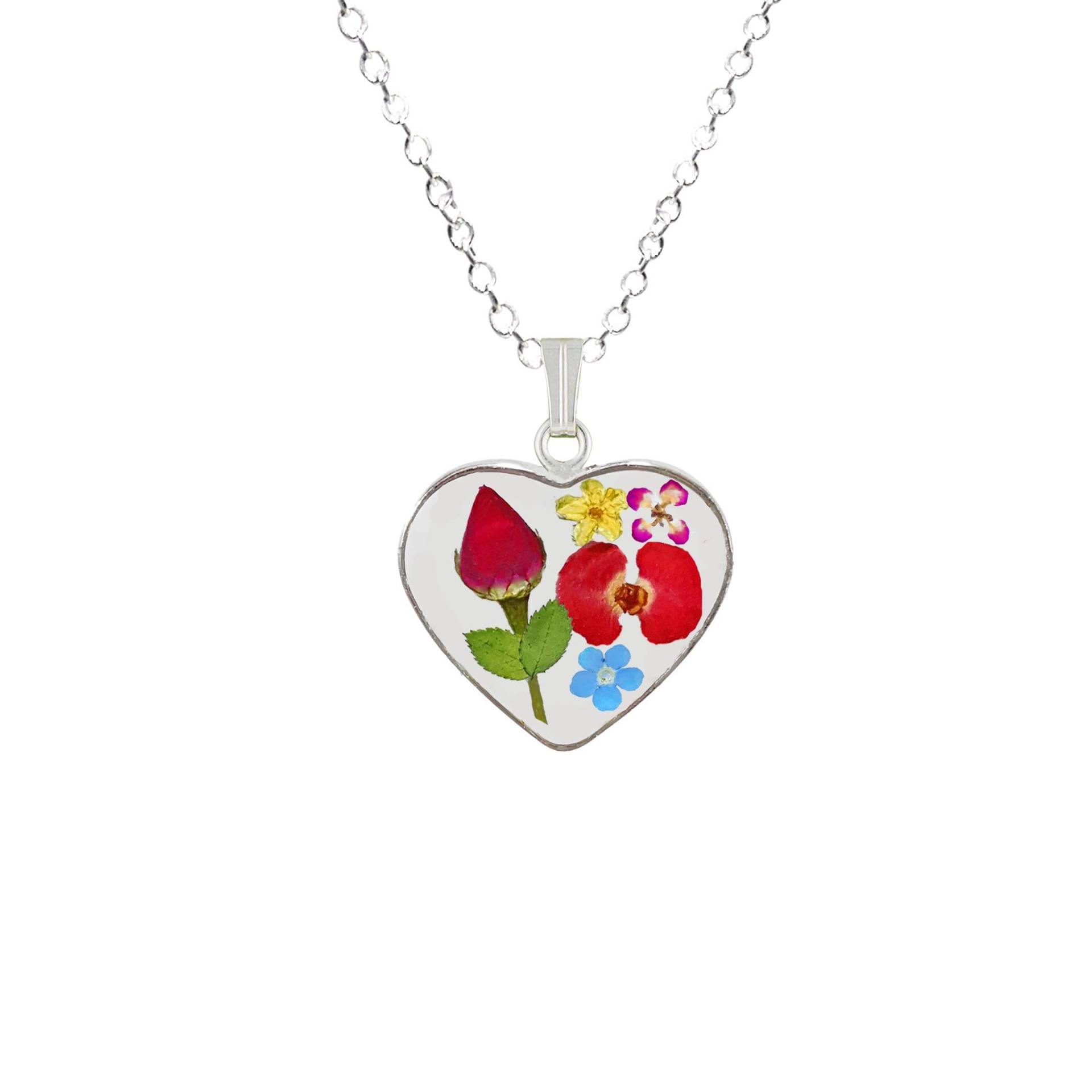 Rose Und Vielblütige Mittlere Herz-Halskette, Transparent Rose Und Vielblütige Mittlere Herz-Halskette, Transparent von flowersjewelrystudio