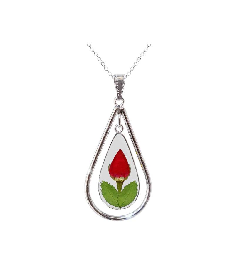 Rose X-Large Teardrop Swivel Medaillon, Transparent Rose X-Large Teardrop Swivel Medaillon, Transparent von flowersjewelrystudio